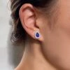 Emile Sapphire Blue Studs White Gold Plated -Lustre Jewelry Shop Emile Sapphire Blue Studs White Gold Plated SUIS87
