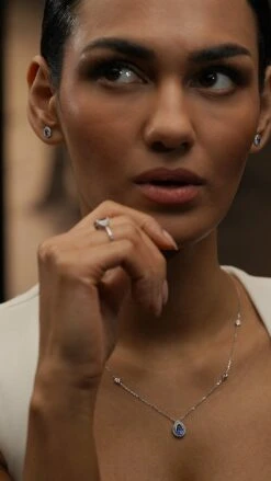 Emile Sapphire Necklace White Gold Plated -Lustre Jewelry Shop Emile Sapphire Necklace White Gold Plated 89dx