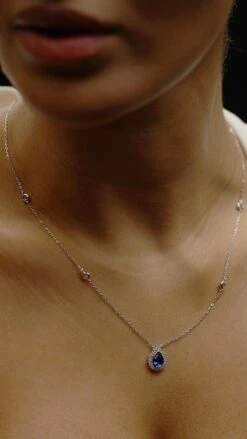 Emile Sapphire Necklace White Gold Plated -Lustre Jewelry Shop Emile Sapphire Necklace White Gold Plated udis0