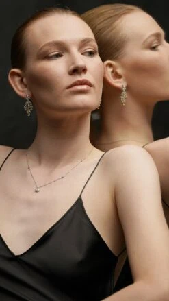 Aster Canary Chandelier Earrings White Gold Plated -Lustre Jewelry Shop Emile Yellow Necklace Silver ASTER