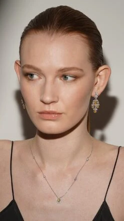 Emile Yellow Necklace White Gold Plated -Lustre Jewelry Shop Emile Yellow Necklace Silver ASTER KSJ8SS