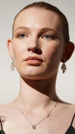 Emile Yellow Necklace White Gold Plated -Lustre Jewelry Shop Emile Yellow Necklace Silver IOSS98