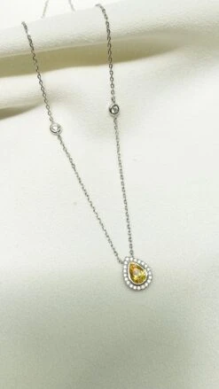 Emile Yellow Necklace White Gold Plated -Lustre Jewelry Shop EmilePendant FY