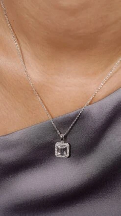 Eton Borderset Necklace White Gold Plated