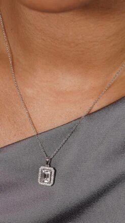 Eton Borderset Necklace White Gold Plated -Lustre Jewelry Shop Eton Borderset Necklace White Gold Plated IOSD