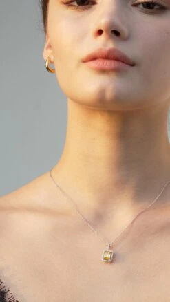 Eton Yellow Borderset Necklace White Gold Plated -Lustre Jewelry Shop Eton Yellow Borderset Necklace 33434111