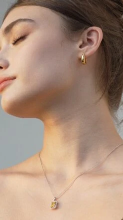 Eton Yellow Borderset Necklace White Gold Plated -Lustre Jewelry Shop Eton Yellow Borderset Necklace 73737321100