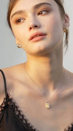 Eton Yellow Borderset Necklace White Gold Plated -Lustre Jewelry Shop Eton Yellow Borderset Necklace 737377211