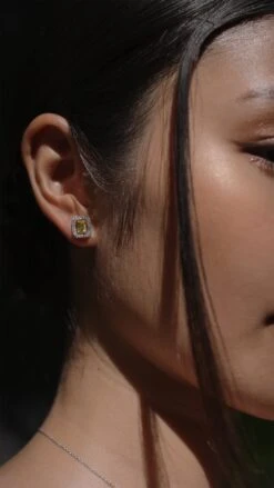 Eton Yellow Borderset Studs White Gold Plated -Lustre Jewelry Shop EtonYellowBordersetStuds2722