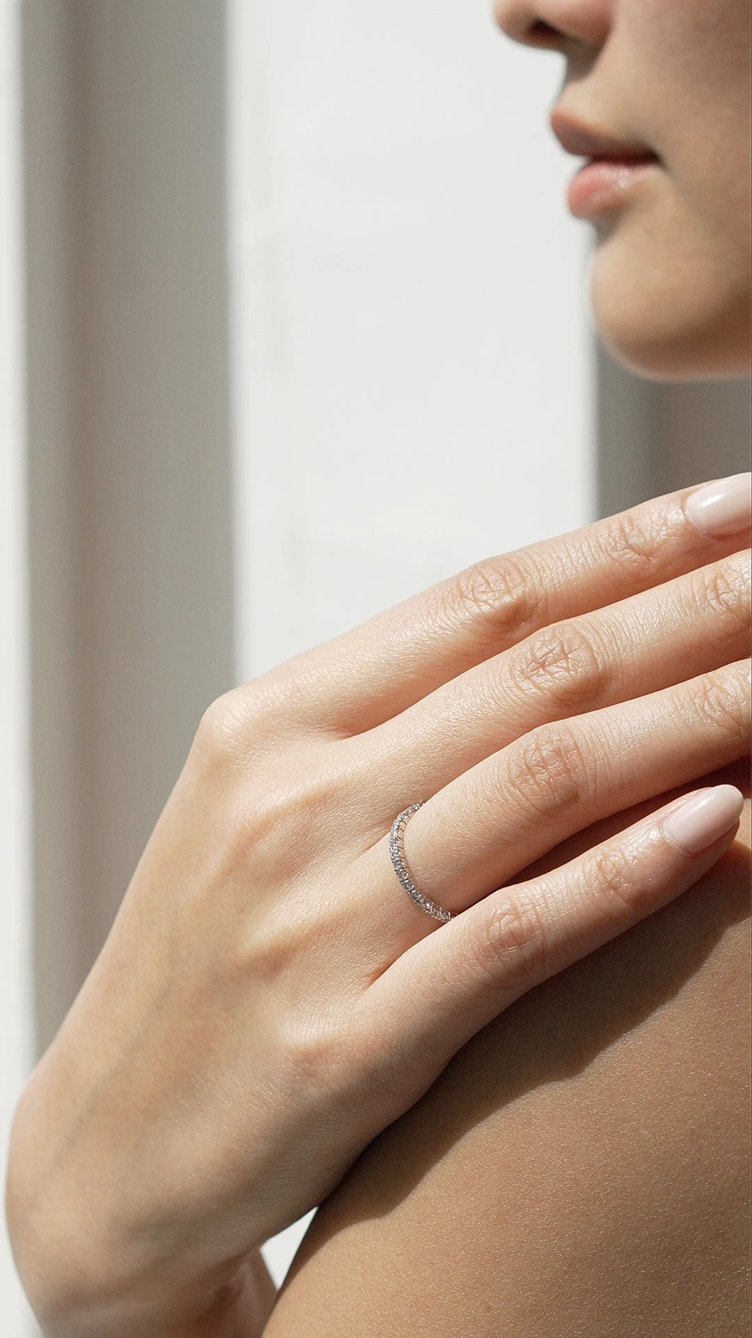 Fallon Half Eternity Ring White Gold Plated 12 Fallon Half Eternity Ring White Gold Plated - Image 10