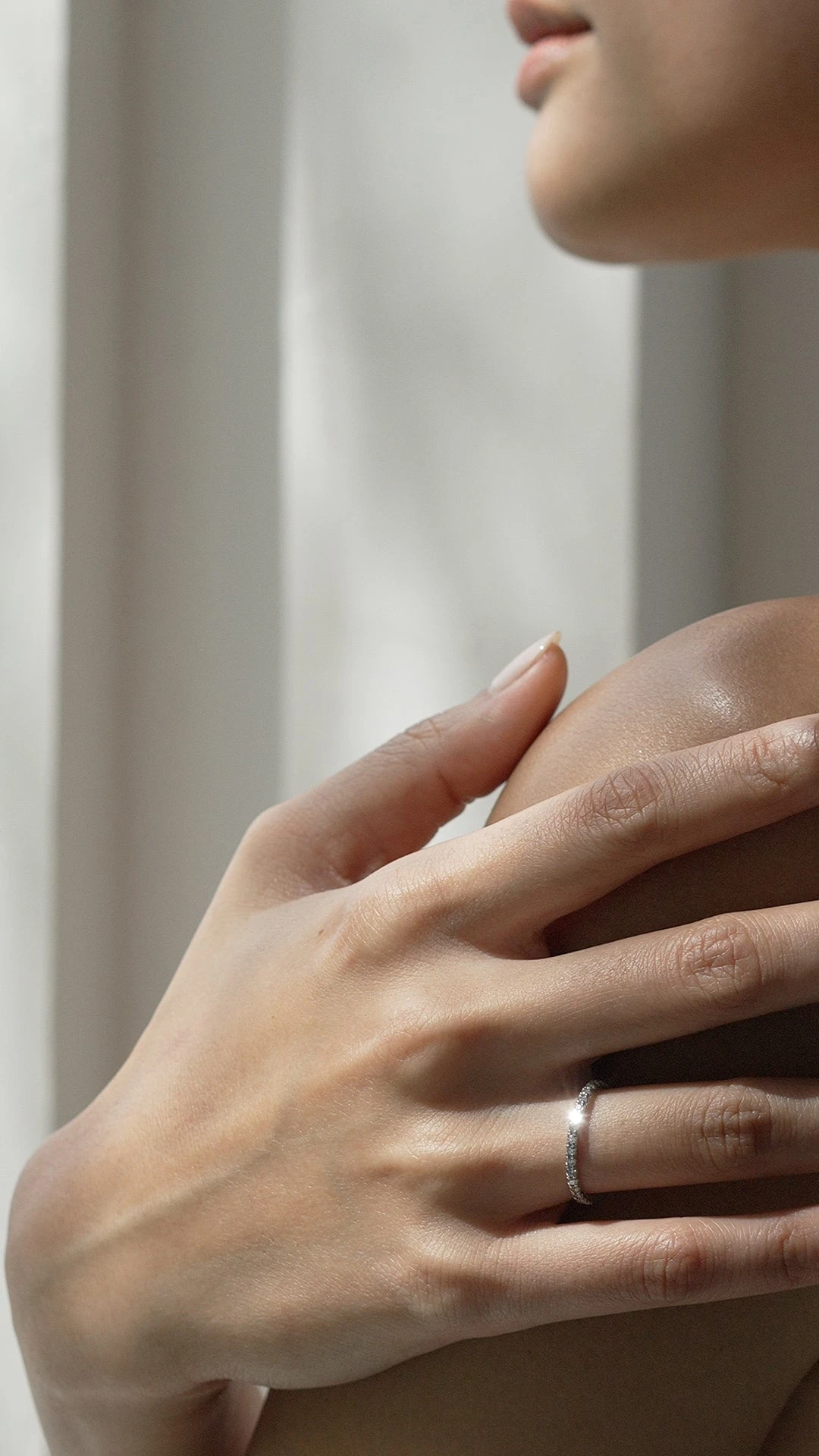 Fallon Half Eternity Ring White Gold Plated 6 Fallon Half Eternity Ring White Gold Plated - Image 4