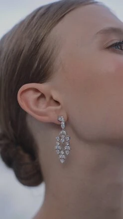 Fatima Chandelier Earrings White Gold Plated -Lustre Jewelry Shop Fatima Chandelier Earrings 8D7SH