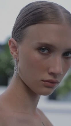 Fatima Chandelier Earrings White Gold Plated -Lustre Jewelry Shop Fatima Chandelier Earrings SOI8SA