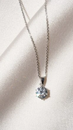 Fiona Six Prongs Pendant White Gold -Lustre Jewelry Shop Fiona Six Prongs Pendant White Gold LKIUS