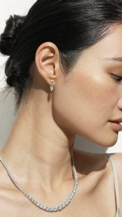 Front Row Ear Jacket White Gold Plated -Lustre Jewelry Shop Front Row Ear Jacket Silver 99ESS