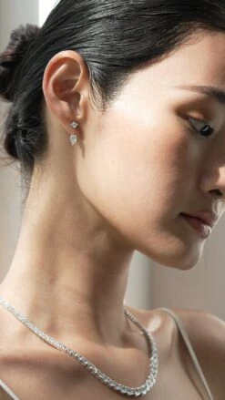 Front Row Ear Jacket White Gold Plated -Lustre Jewelry Shop Front Row Ear Jacket Silver DHHD77S