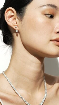 Front Row Ear Jacket White Gold Plated -Lustre Jewelry Shop Front Row Ear Jacket Silver S99D