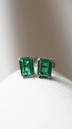 Fulton Emerald Green Double Prong Studs