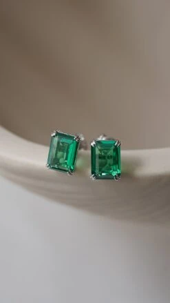 Fulton Emerald Green Double Prong Studs -Lustre Jewelry Shop Fulton Emerald Green Double Prong Studs 90OS