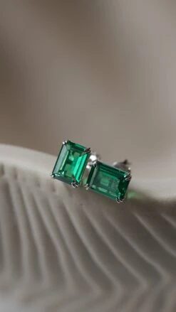Fulton Emerald Green Double Prong Studs -Lustre Jewelry Shop Fulton Emerald Green Double Prong Studs IOS