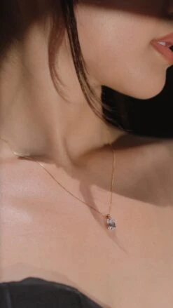 Fulton Pendant Yellow Gold -Lustre Jewelry Shop FultonEmeraldDoubleProngPendantYellowGold772