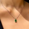 Fulton Emerald Green Necklace White Gold -Lustre Jewelry Shop FultonEmeraldPendant LS1