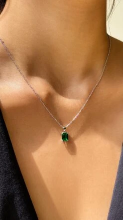 Fulton Emerald Green Necklace White Gold 13 Fulton Emerald Green Necklace White Gold -Lustre Jewelry Shop FultonEmeraldPendant LS2