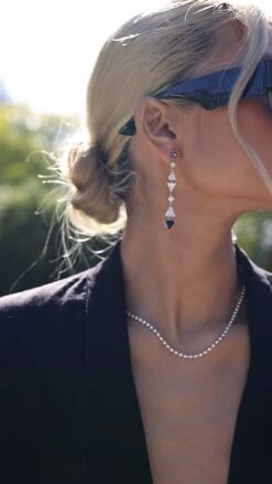 Gina Sapphire Drop Earrings White Gold Plated -Lustre Jewelry Shop Gina Sapphire Drop Earrings 89D8KKKA