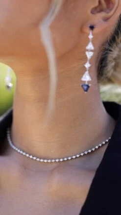 Gina Sapphire Drop Earrings White Gold Plated -Lustre Jewelry Shop Gina Sapphire Drop Earrings D78887SS