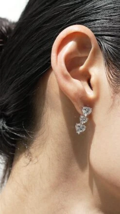 Gramercy Tri Heart Drop Earrings White Gold Plated -Lustre Jewelry Shop Gramercy Tri Heart Drop Earrings 8d8d8saa