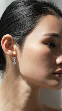 Gramercy Tri Heart Drop Earrings White Gold Plated -Lustre Jewelry Shop Gramercy Tri Heart Drop Earrings did8s