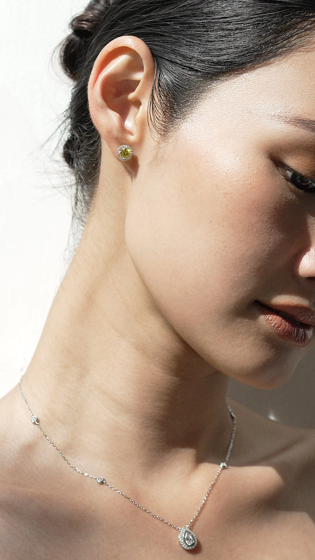 Gwyn Round Borderset Studs Yellow White Gold Plated 2 Gwyn Round Borderset Studs Yellow White Gold Plated