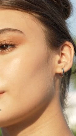 Haley Hoops Small White Gold Plated -Lustre Jewelry Shop HALEY HOOPS SMALL SILVER 43434232