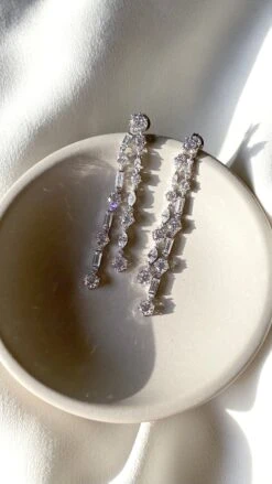 Harmony Drop Earrings White Gold Plated -Lustre Jewelry Shop HarmonyDropEarrings White Still