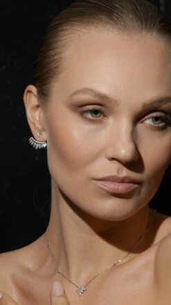 Heiress Ear Jacket White Gold Plated 10 Heiress Ear Jacket White Gold Plated -Lustre Jewelry Shop Heiress Ear Jacket DJDJKS9