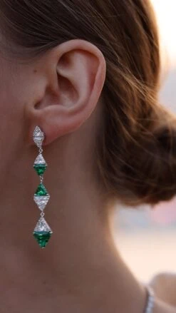 Izta Emerald Drops White Gold Plated -Lustre Jewelry Shop IZTAXXEARRING