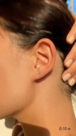 Irene Mini Single Stud 9K White Gold -Lustre Jewelry Shop IreneStud WG 10pt LS 2