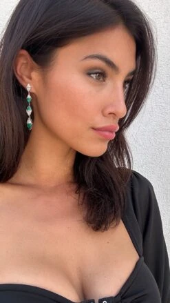 Izta Emerald Drops White Gold Plated -Lustre Jewelry Shop Izta Emerald Drops DKDD9