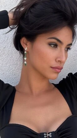 Izta Emerald Drops White Gold Plated -Lustre Jewelry Shop Izta Emerald Drops E99ES