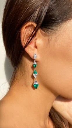 Izta Emerald Drops White Gold Plated -Lustre Jewelry Shop IztaDrops EM LS