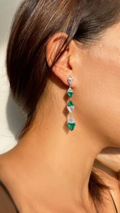 Izta Emerald Drops White Gold Plated -Lustre Jewelry Shop IztaDrops EM LS2