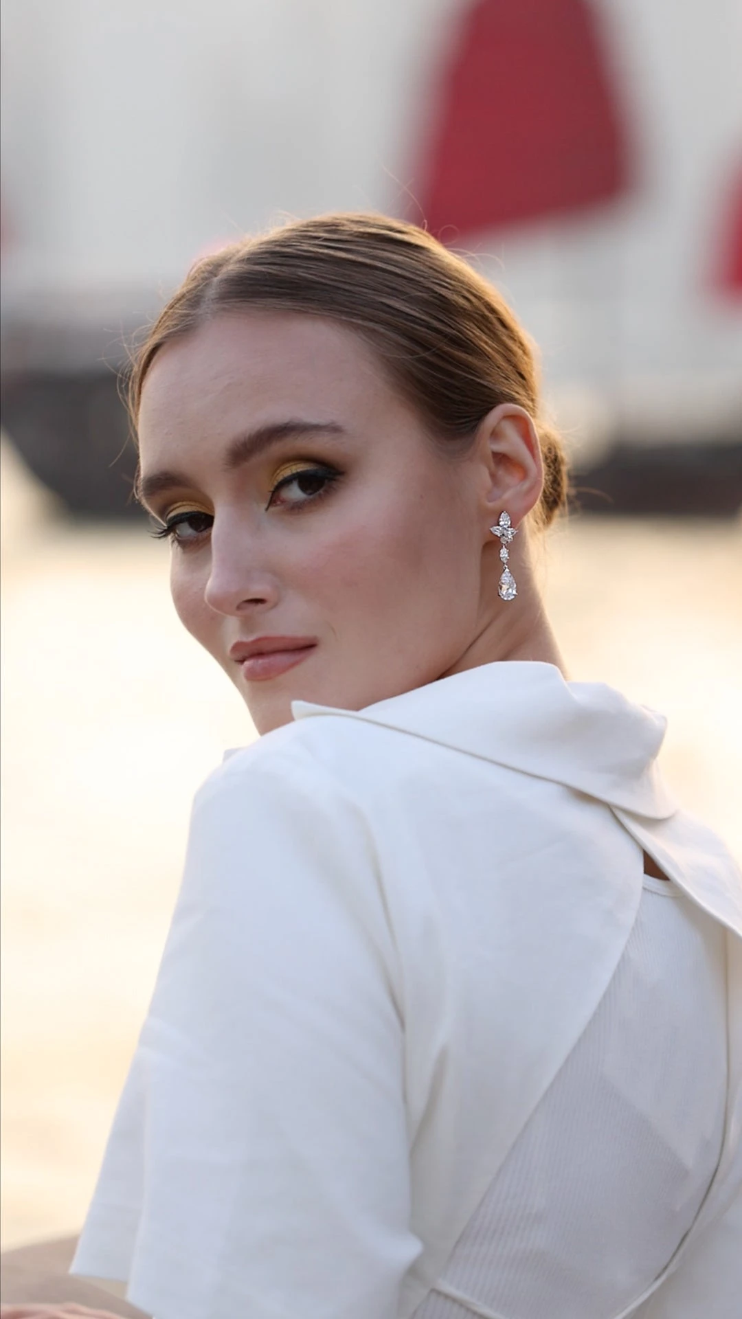 Josie Crosscut Pear Drop Earrings White Gold Plated 7 Josie Crosscut Pear Drop Earrings White Gold Plated - Image 5