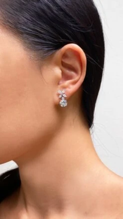 Jasmine Chicory Round Drop Earrings White Gold Plated 21 Jasmine Chicory Round Drop Earrings White Gold Plated -Lustre Jewelry Shop JasmineChicoryDrops LS