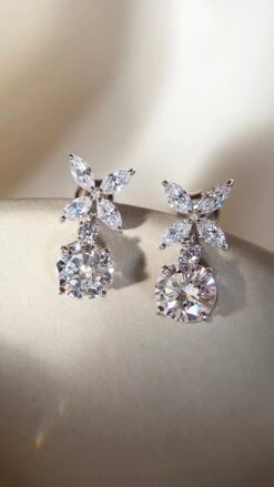 Jasmine Chicory Round Drop Earrings White Gold Plated 22 Jasmine Chicory Round Drop Earrings White Gold Plated -Lustre Jewelry Shop JasmineChicoryDrops Still