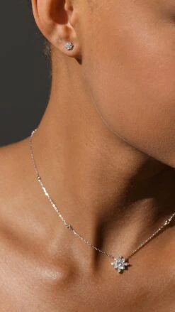 Jinn Flower Studs 9K White Gold -Lustre Jewelry Shop Jinn Flower Studs 9K White Gold 99DSDC