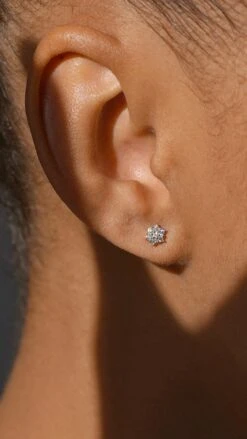 Jinn Flower Studs 9K White Gold -Lustre Jewelry Shop JinnFlowerStuds9KWhiteGoldDKDK