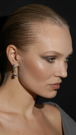 Josie Crosscut Pear Drop Earrings White Gold Plated 19 Josie Crosscut Pear Drop Earrings White Gold Plated -Lustre Jewelry Shop Josie Crosscut Pear Drop Earrings HJUY87S