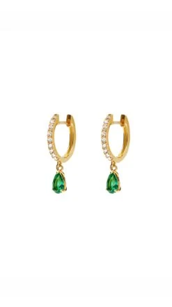 Leni Hoop Emerald Green 18K Gold Vermeil 28 Leni Hoop Emerald Green 18K Gold Vermeil -Lustre Jewelry Shop LENI EMERALD DKDDKS