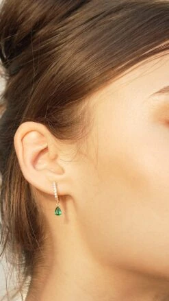Leni Hoop Emerald Green 18K Gold Vermeil 24 Leni Hoop Emerald Green 18K Gold Vermeil -Lustre Jewelry Shop LENI HOOP EMERALD GOLD VERMEIL 2122111
