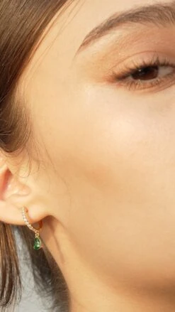 Leni Hoop Emerald Green 18K Gold Vermeil 30 Leni Hoop Emerald Green 18K Gold Vermeil -Lustre Jewelry Shop LENI HOOP EMERALD GOLD VERMEIL 3421111